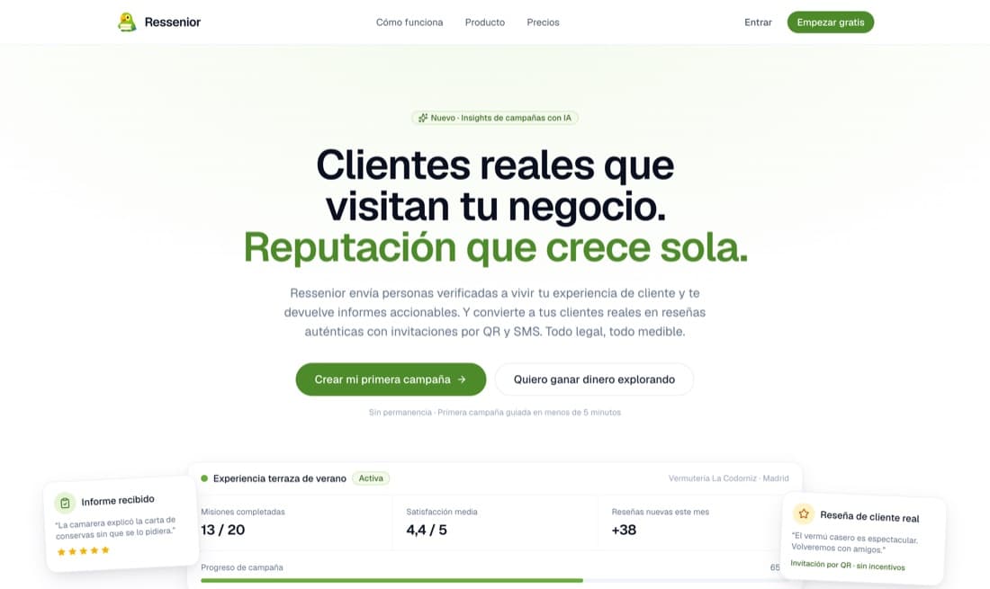 Ressenior — Experiencia de cliente medida por exploradores reales