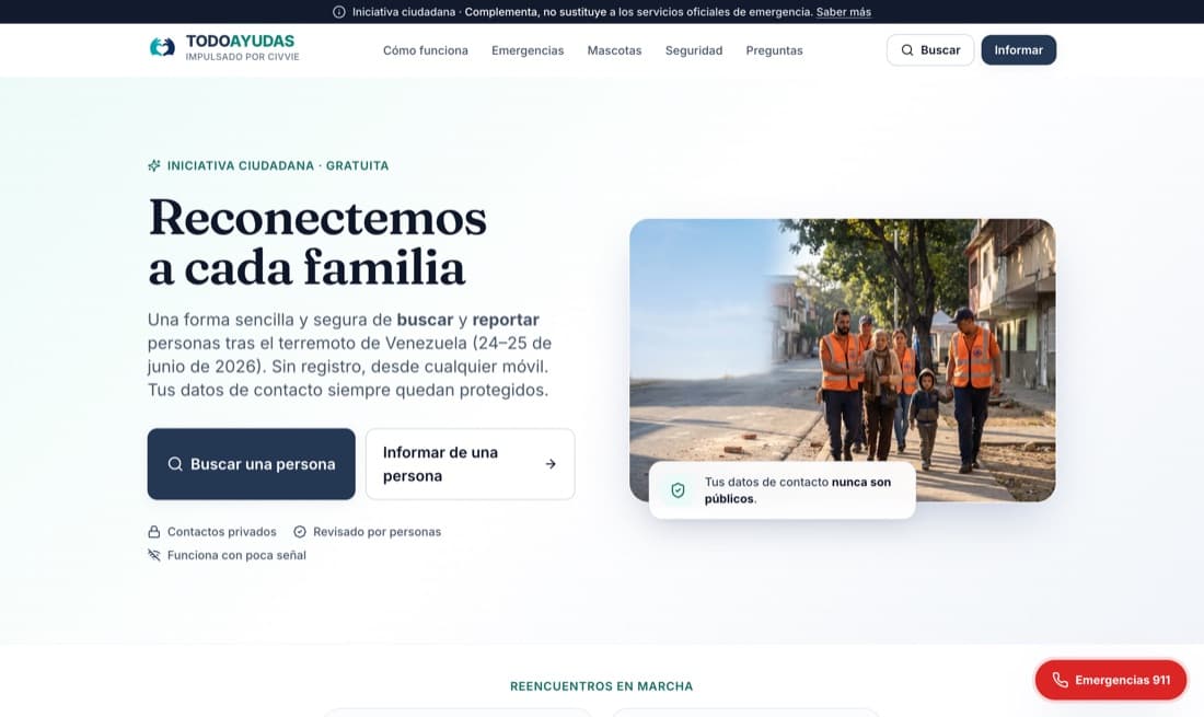 Todo Ayudas — Reconectar familias después del terremoto de Venezuela